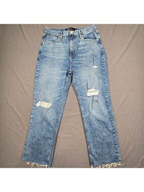 Gap 10/30R Womens 90s Loose Fit Blue Denim Distressed Frayed Hem Jeans